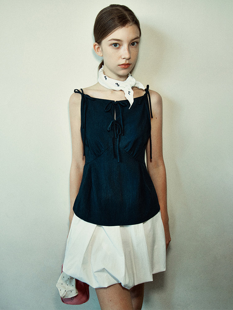 보타이 스트랩 웨이스트 신칭 탑