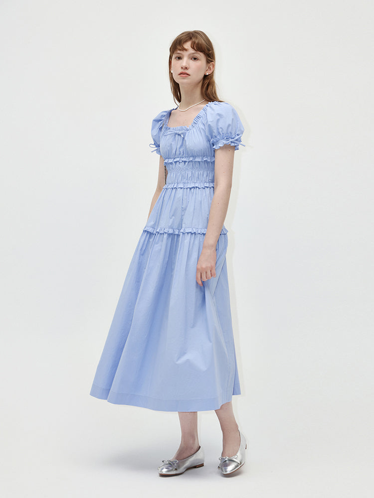 Layered Ruffle Bow Romantic Dress
