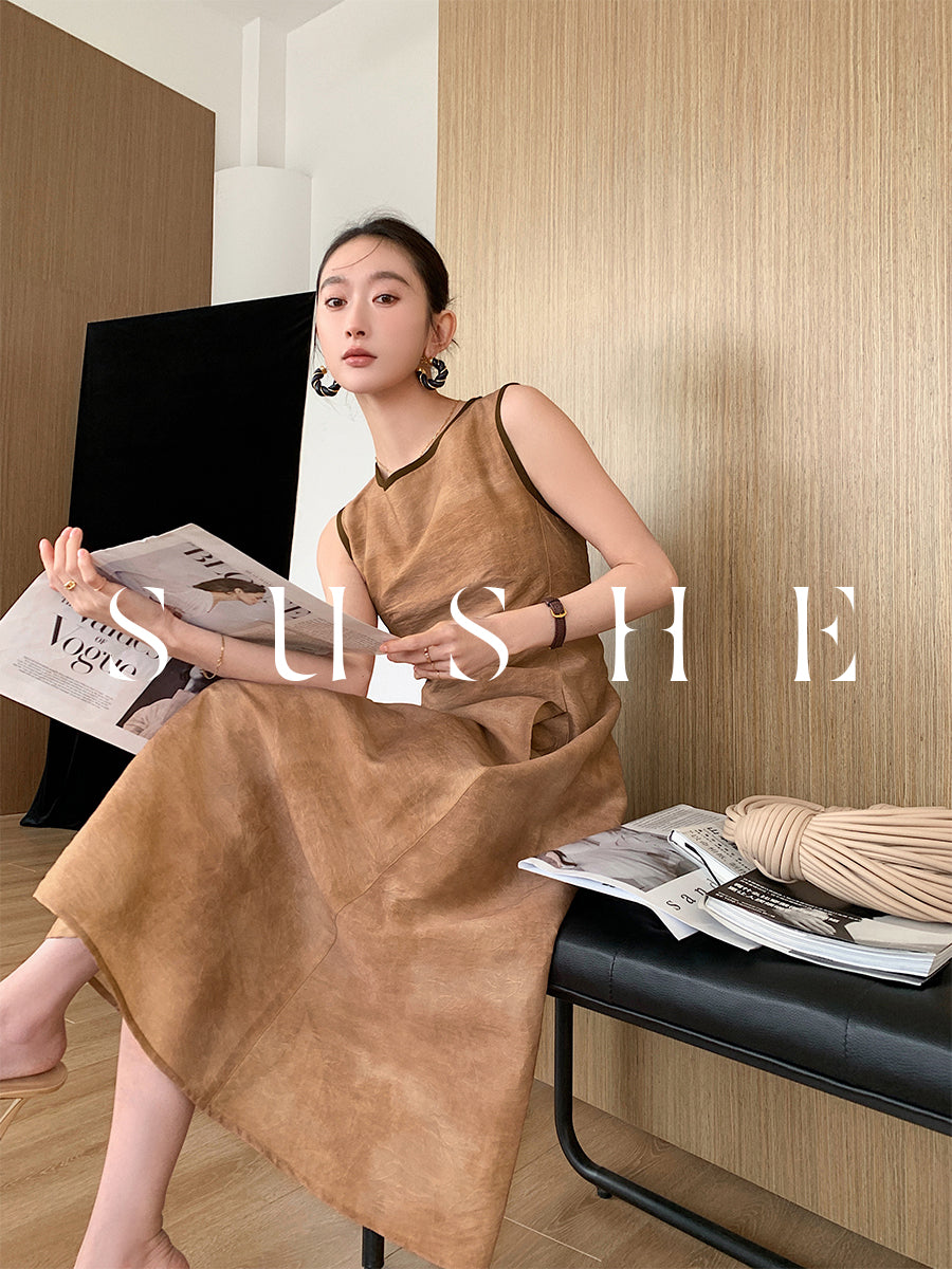 Textured Sleeveless A-line Dress