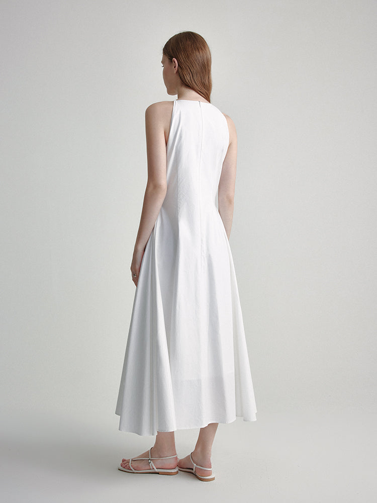 민소매 스트랩 A라인 맥시 드레스