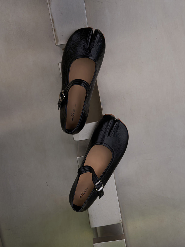 Designer Calf Leather Mary Jane Tabi Shoes