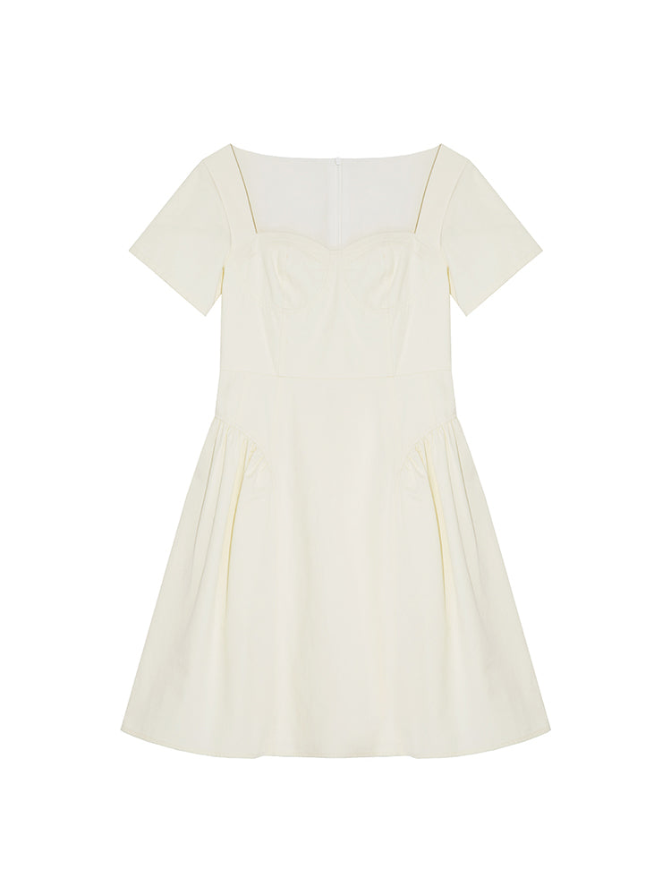 빈티지 스퀘어 넥 반팔 리틀 블랙 드레스