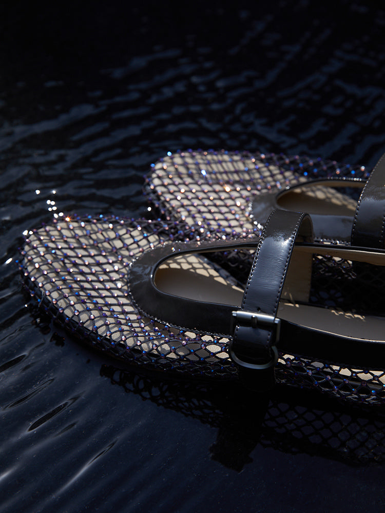 스타리 라인스톤 메쉬 슬립온 비치 슈즈