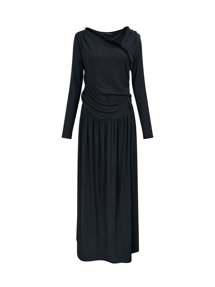 롱 원숄더 루즈시크 원피스