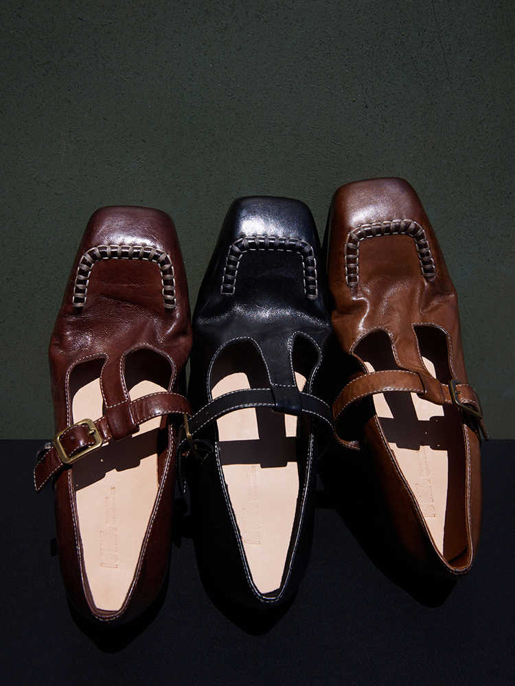 Vintage T-Strap Italian Leather Mary Jane Flats