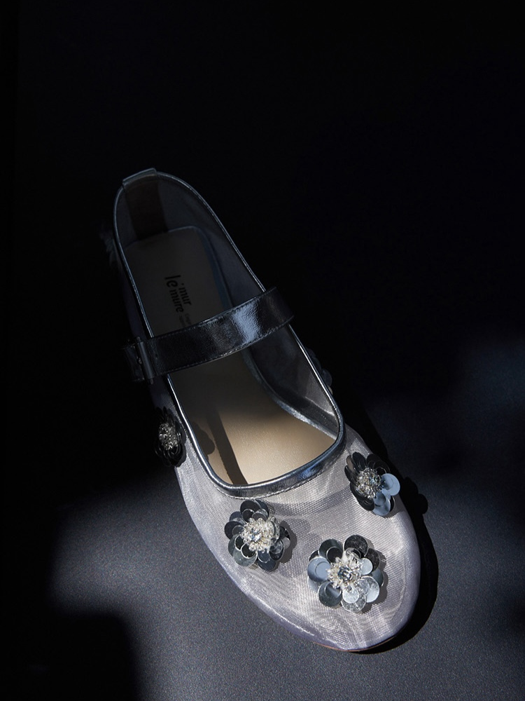 Embellished Camellia Mary Jane Ballet Sandals