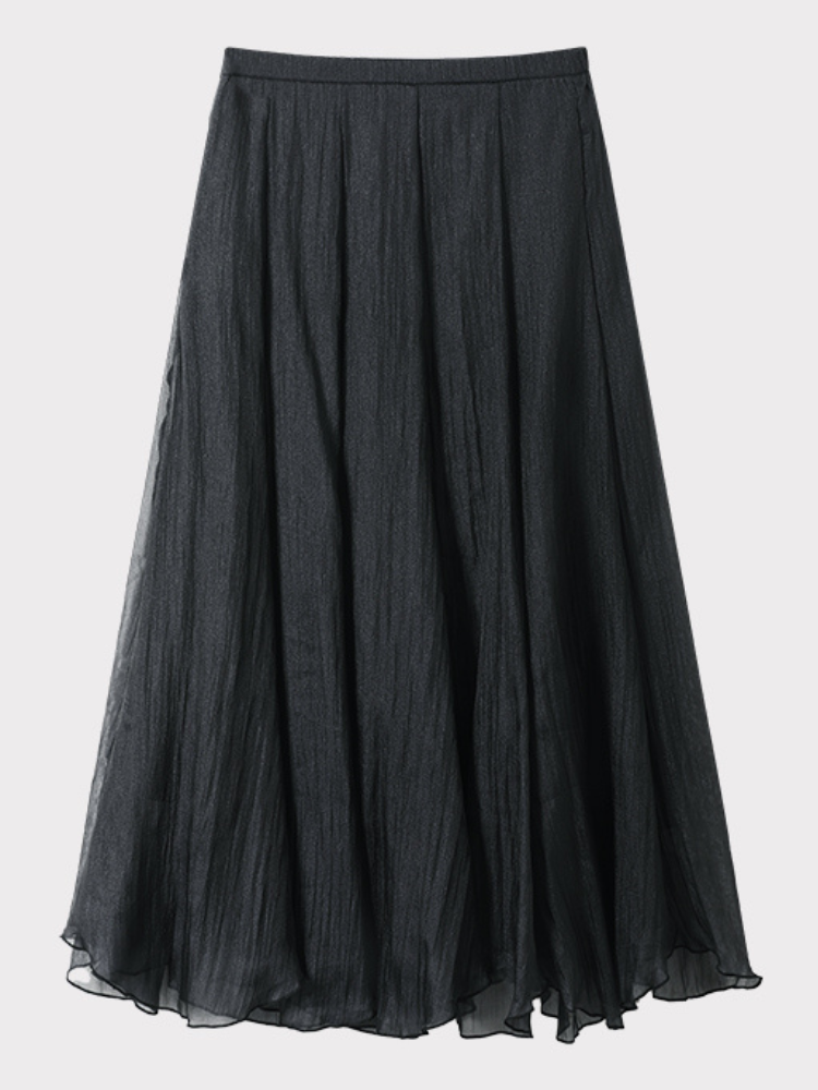 Flowy Sheer A-line Elastic Waist Maxi Skirt