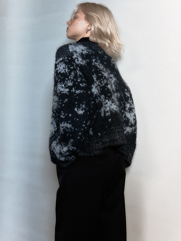 レトロバイカラーオーバーサイズニットカーディガン