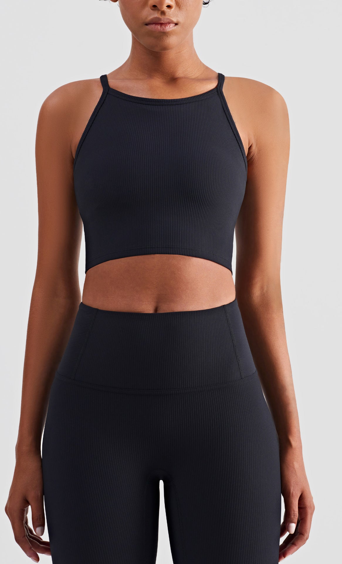 골지 브라탑 & 카프리 레깅스 액티브웨어 세트