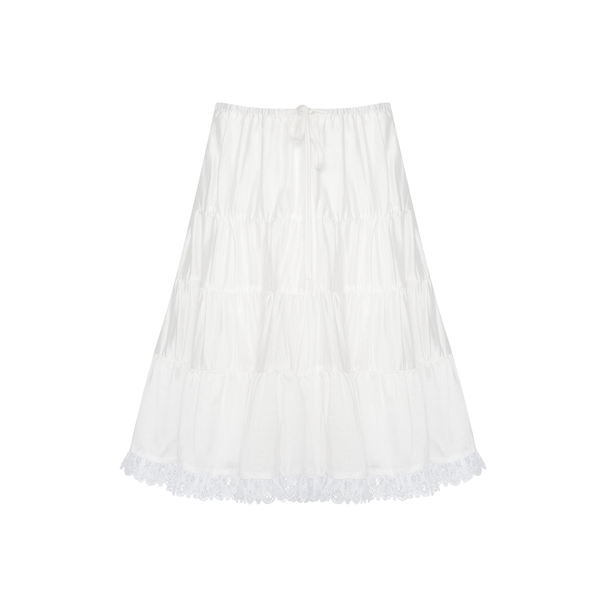 Kroche Lace Patchwork Tiered Skirt White