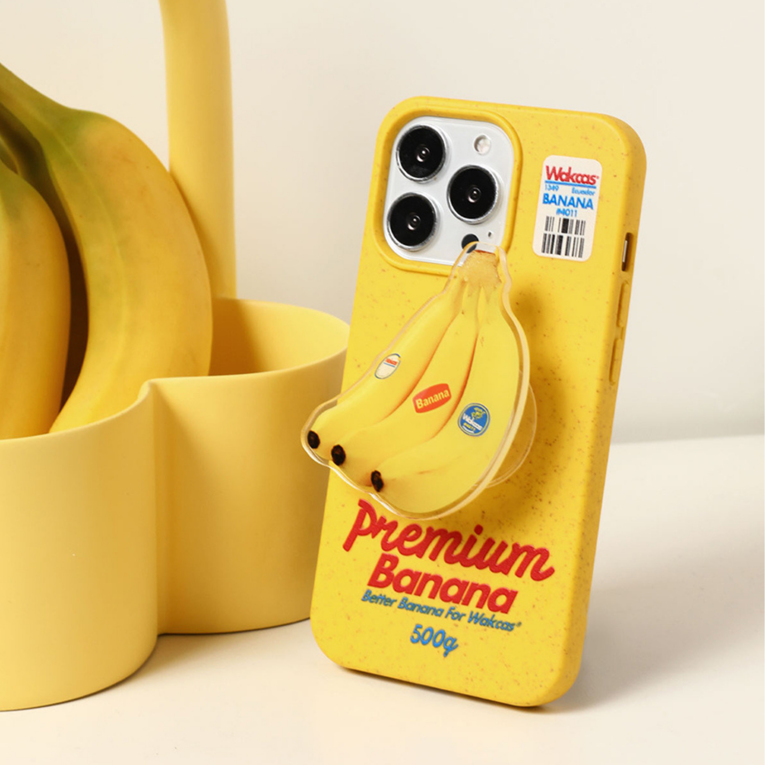 Eco-Friendly Banana Yellow Phone Case with Acrylic Airbag Stand – FancyAdd