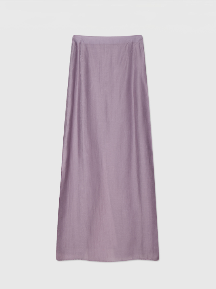 텐셀 자카드 셔츠와 미디 스커트 세트