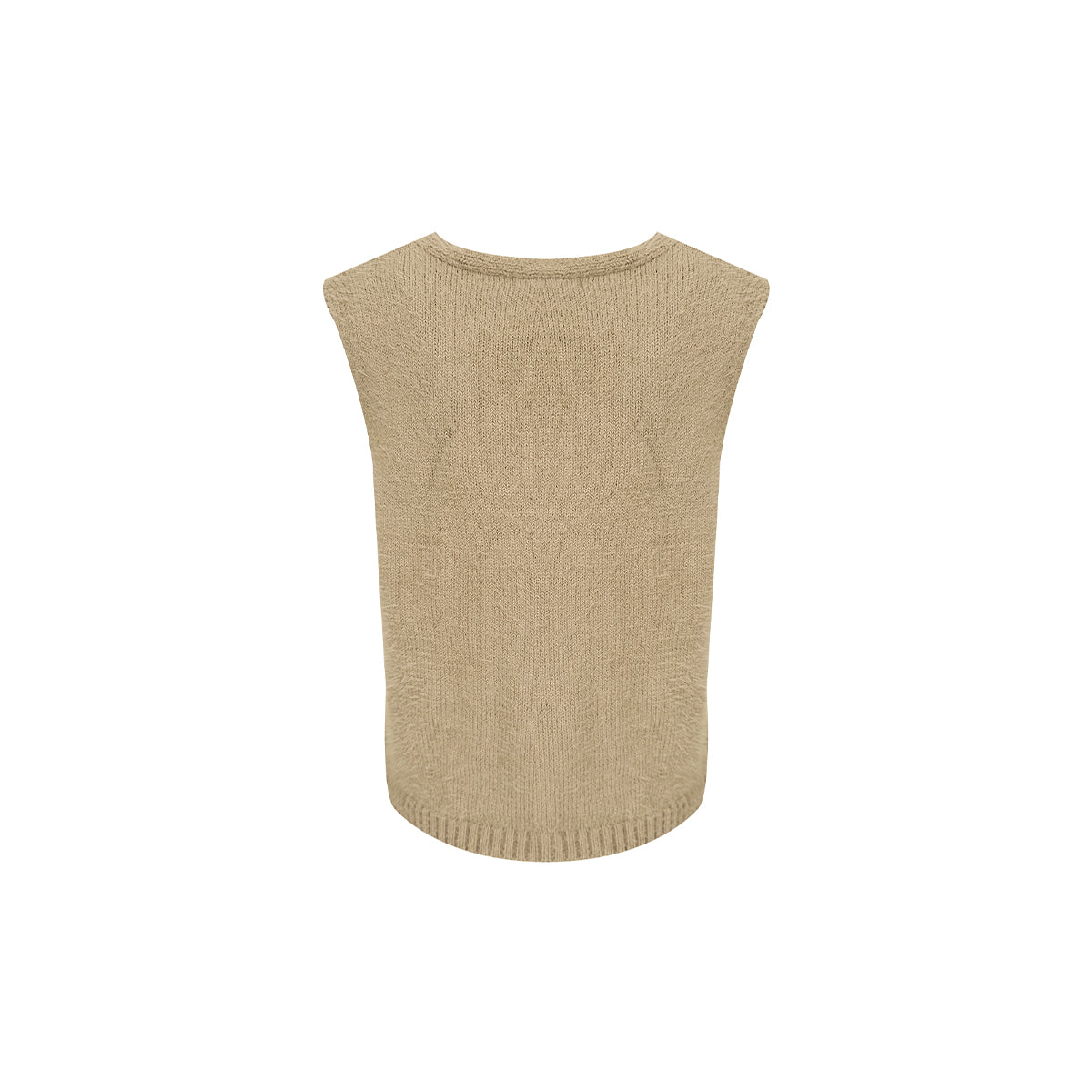 Kroche Faux Mink V-Neck Vest Brown