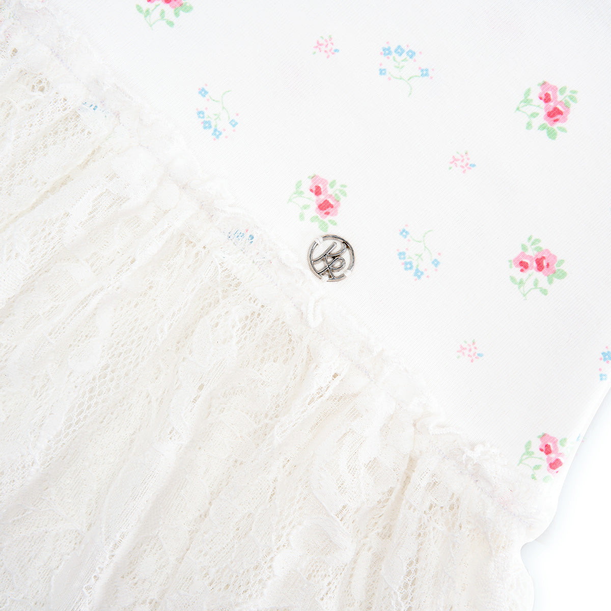 Kroche Lace Floral Diagonal Hem Halter Dress