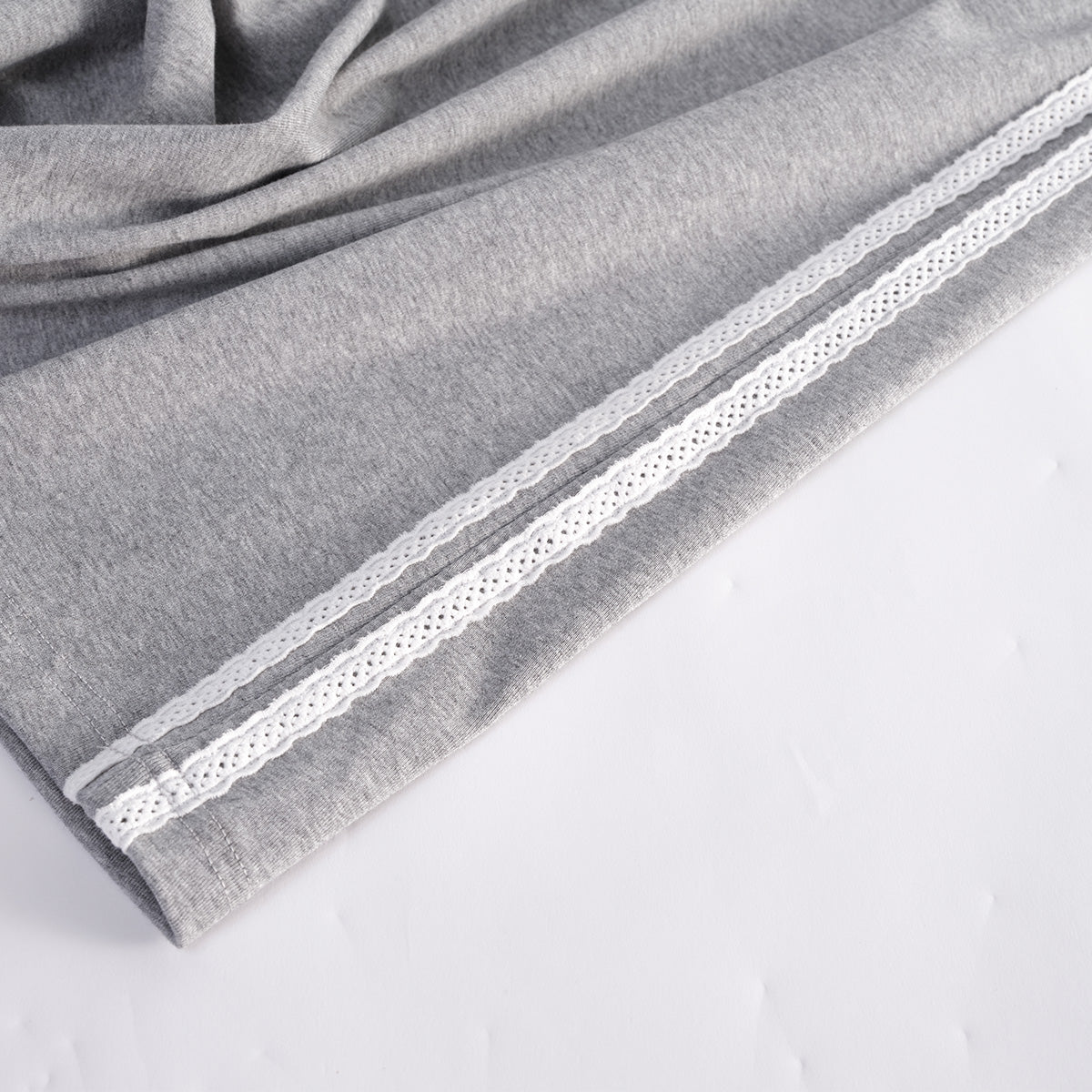 Kroche Bow Embroidery Side Sewn Long Skirt Gray