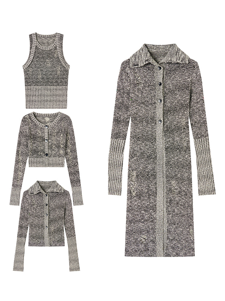 4タイプニットカジュアルルーズシックベスト&カーディガン