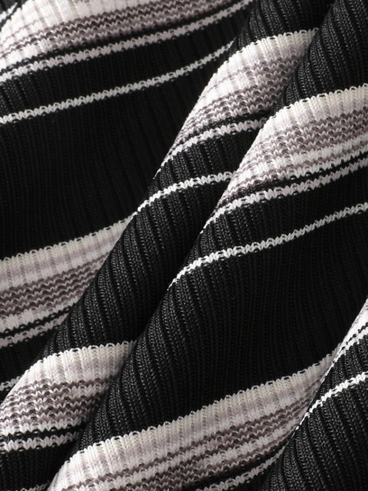 Striped Sleeveless Polo Dress with Side Slit