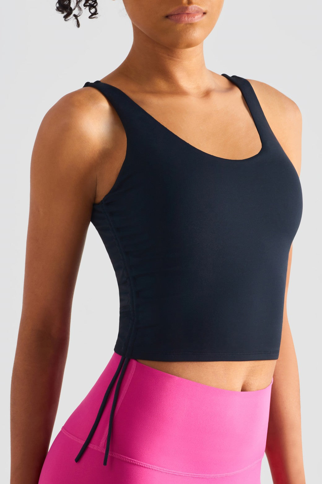 Cropped Tank Tops with Side Drawstring