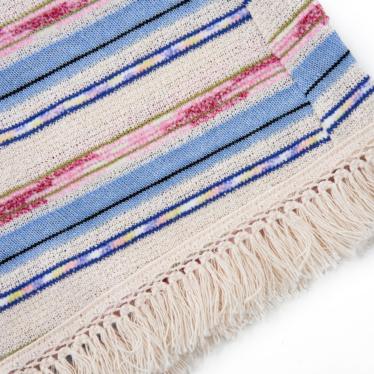 Kroche Color Blocked Tassel Striped Dress Blue And Pink