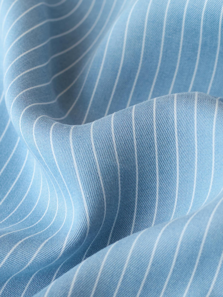 쿨링 텐셀 블루 & 화이트 스트라이프 A라인 드레스