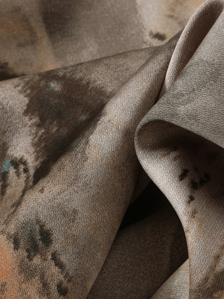 Ink Wash Butterfly Print A-Line Skirt with Calla Lily Belt