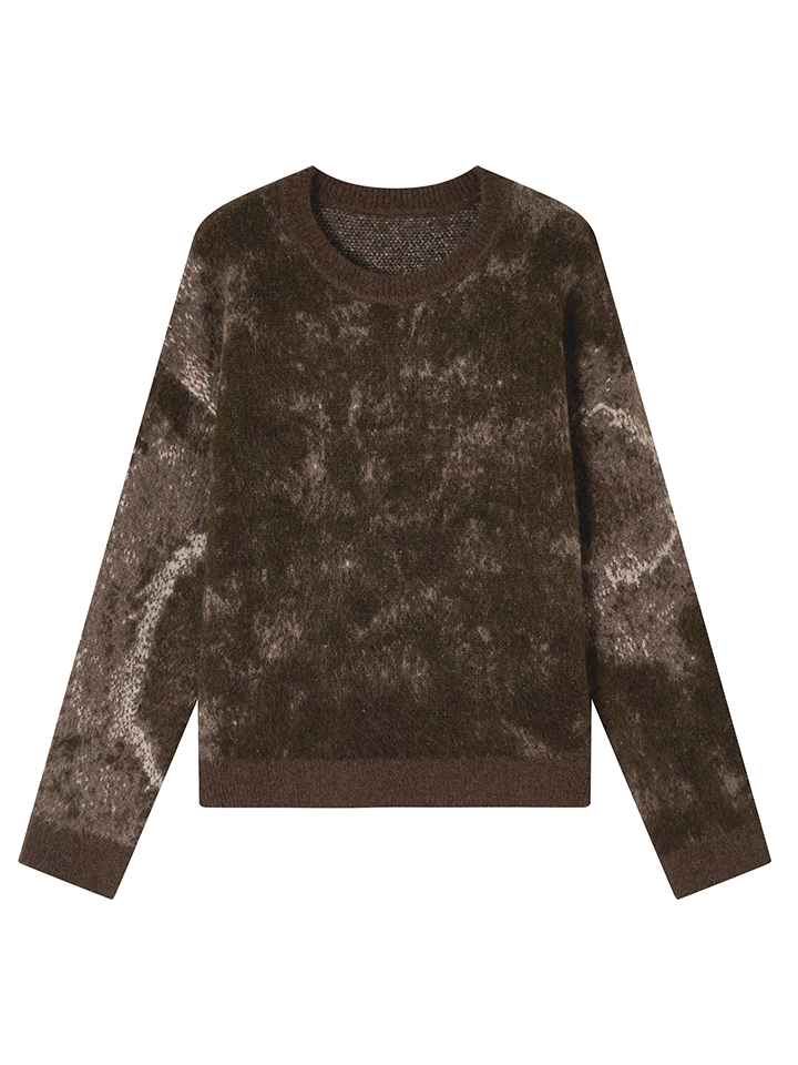 타이다이 크루넥 레트로 오버사이즈 니트