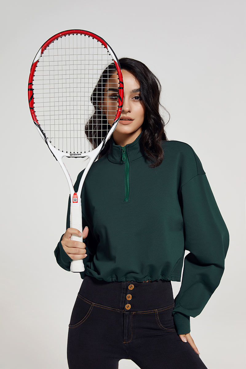 하프 지퍼 스탠드업 칼라 스웨트셔츠