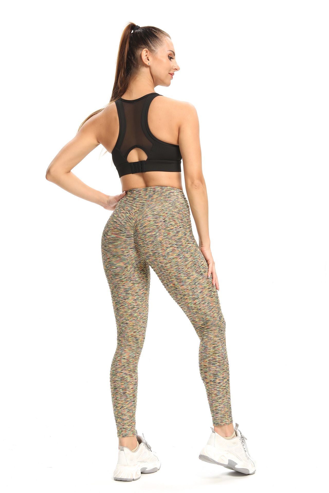 하이 웨이스트 주름 장식 엉덩이 리프팅 레깅스