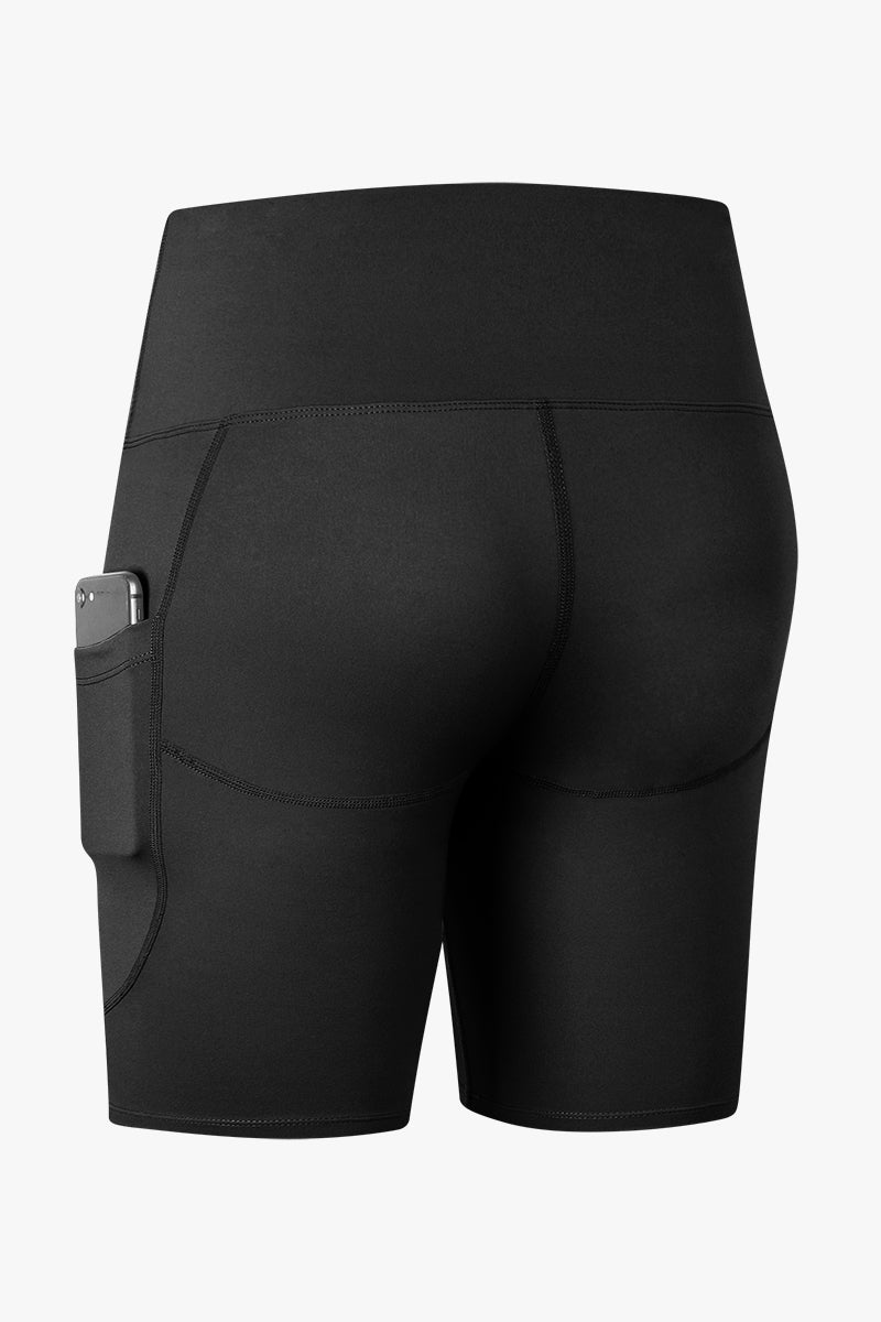 포켓이 있는 하이라이즈 바이커 반바지