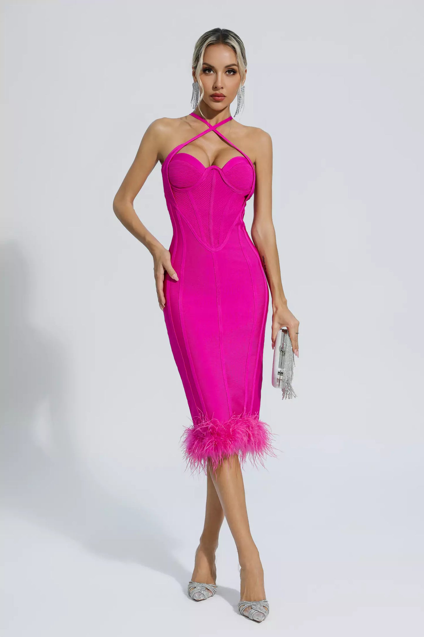 Aleah Rose Red Halterneck Bandage Dress
