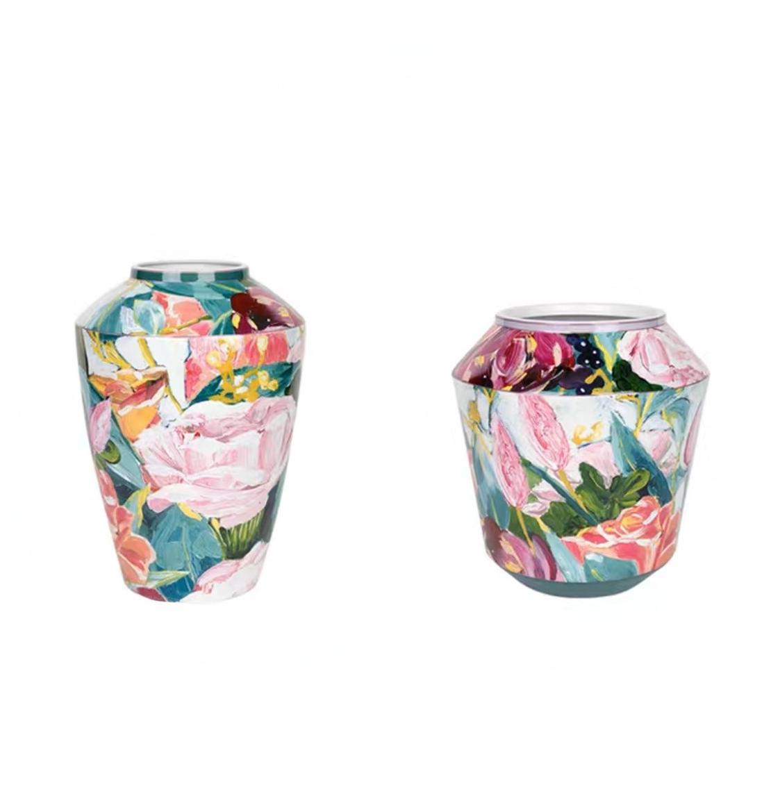 油絵風陶器製大花瓶