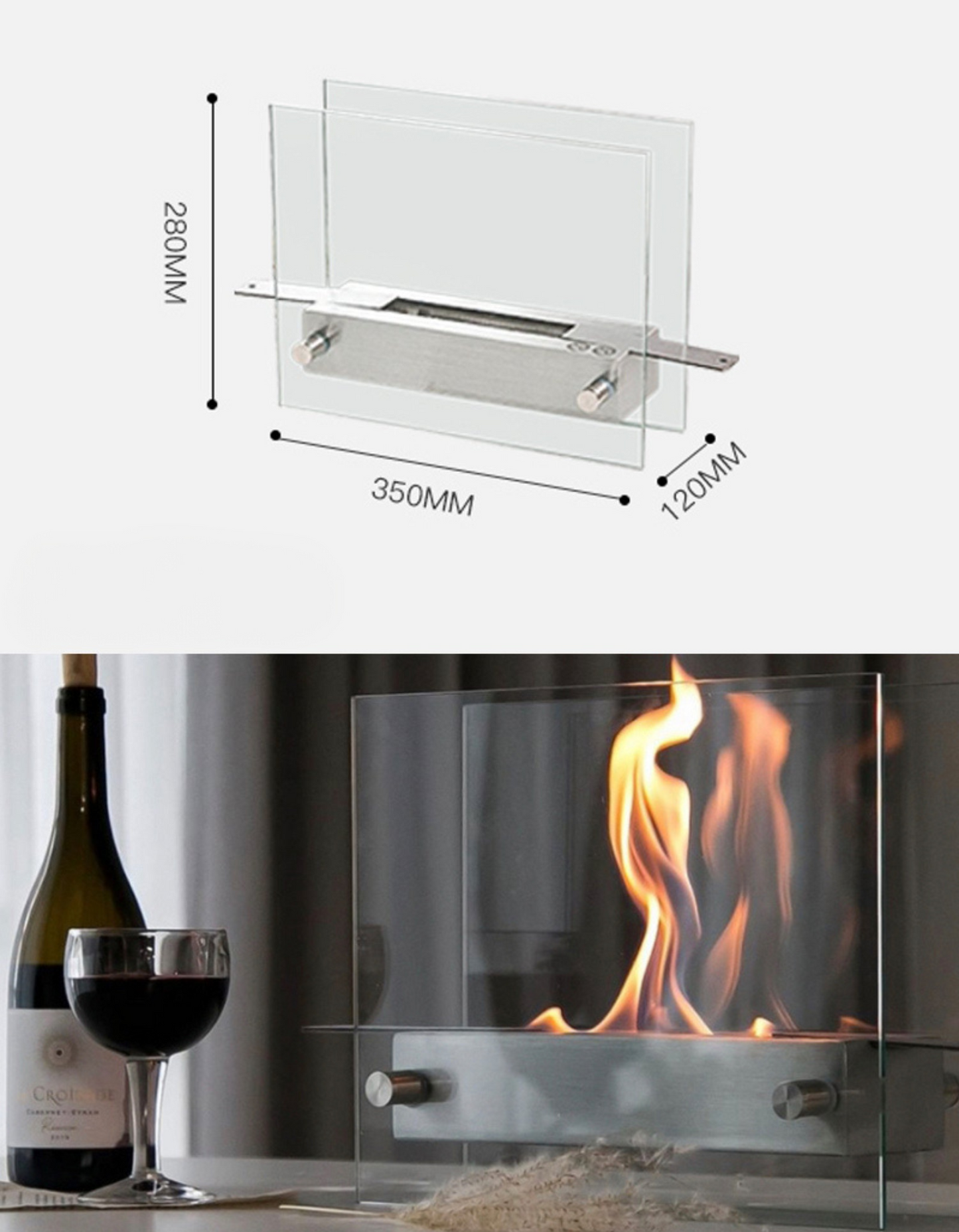 モダンで芸術的なエタノール暖炉