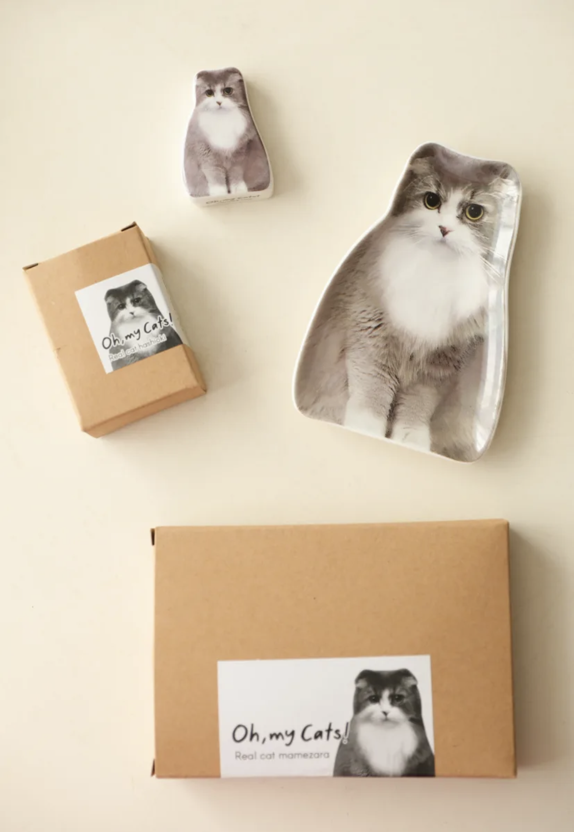 Cat-themed Dish and Chopstick Holder