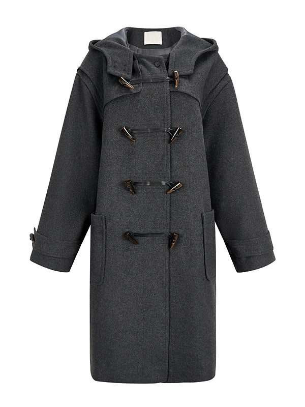 울 플레인호디 롱 코트 더플 코트