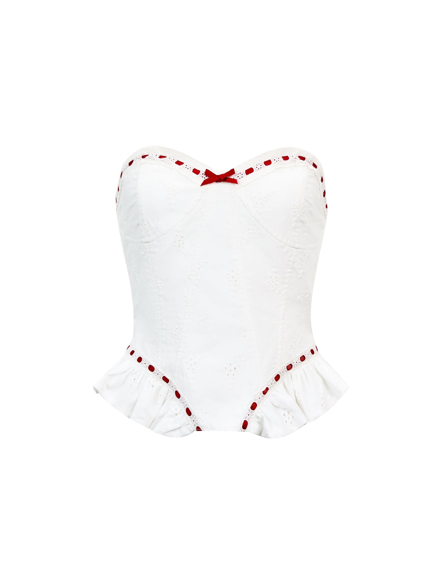 레이스 비대칭 스티치 프릴 리본 베어탑