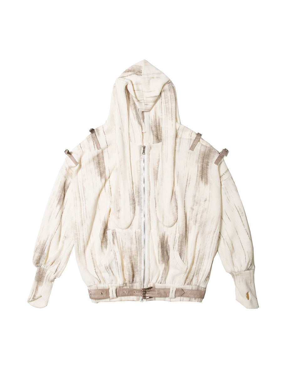 Shoulder-Cut Belt Nichi Hoodie Parka