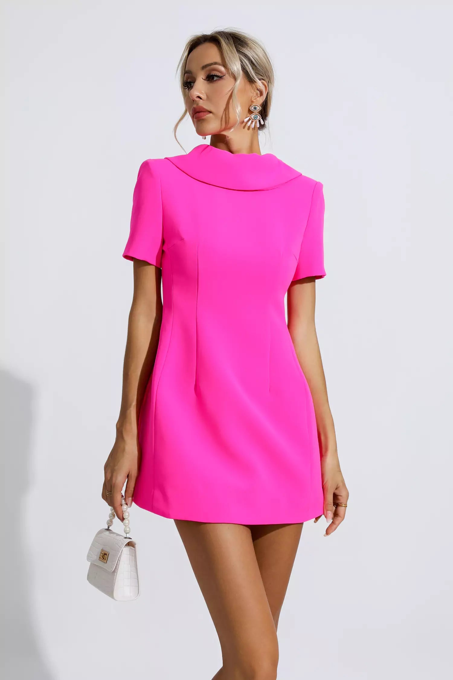 Jacqueline Pink Bow Mini Dress  FancyAdd