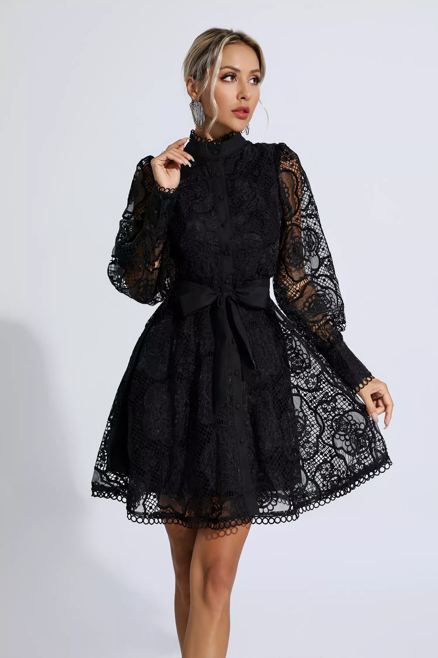 jacquard mini dress black Women's Halsey A-line Jacquard Mini Dress 34/36/38/Customize Black & Teal  MEAN BLVD