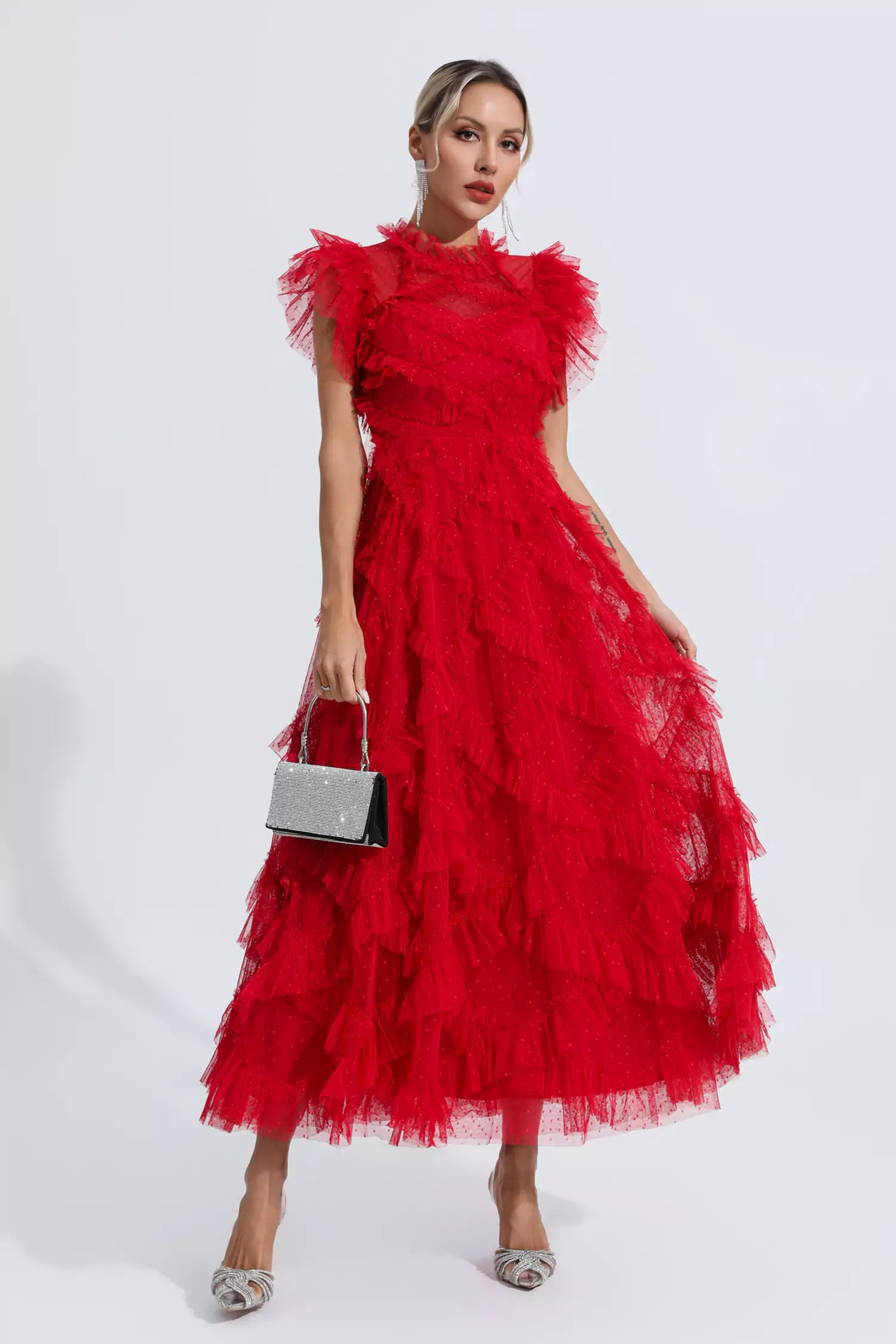 Maxine Red Embroidery Sleeveless Maxi Dress – FancyAdd