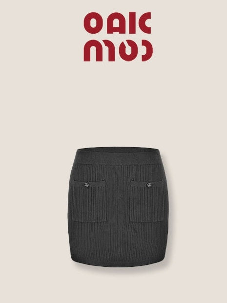 부드럽고 왁시한 니트 크롭 가디건&하이넥 민소매 탑&스커트