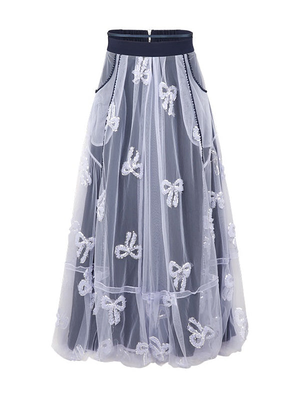 자수 슬림 쇼트 티셔츠 & 캐미솔 & 리본 치마바지 & 버블 스커트