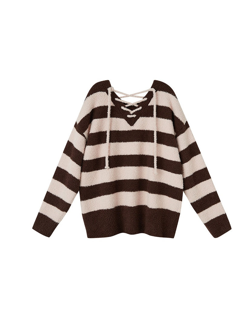 보더 스트래피 니트 풀오버