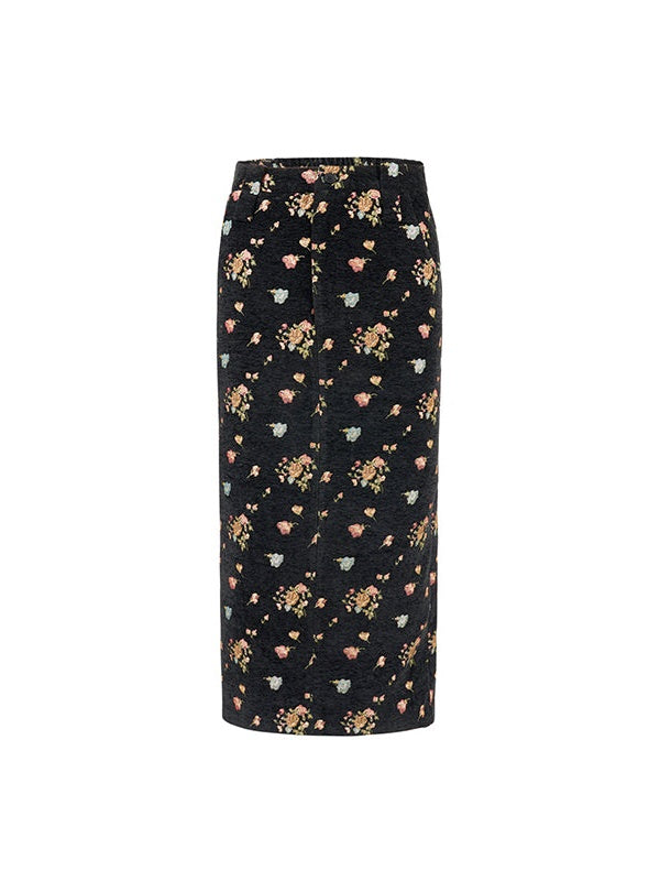 짧은 머리 소프트 자카드 스플라이싱 코트 & 스커트