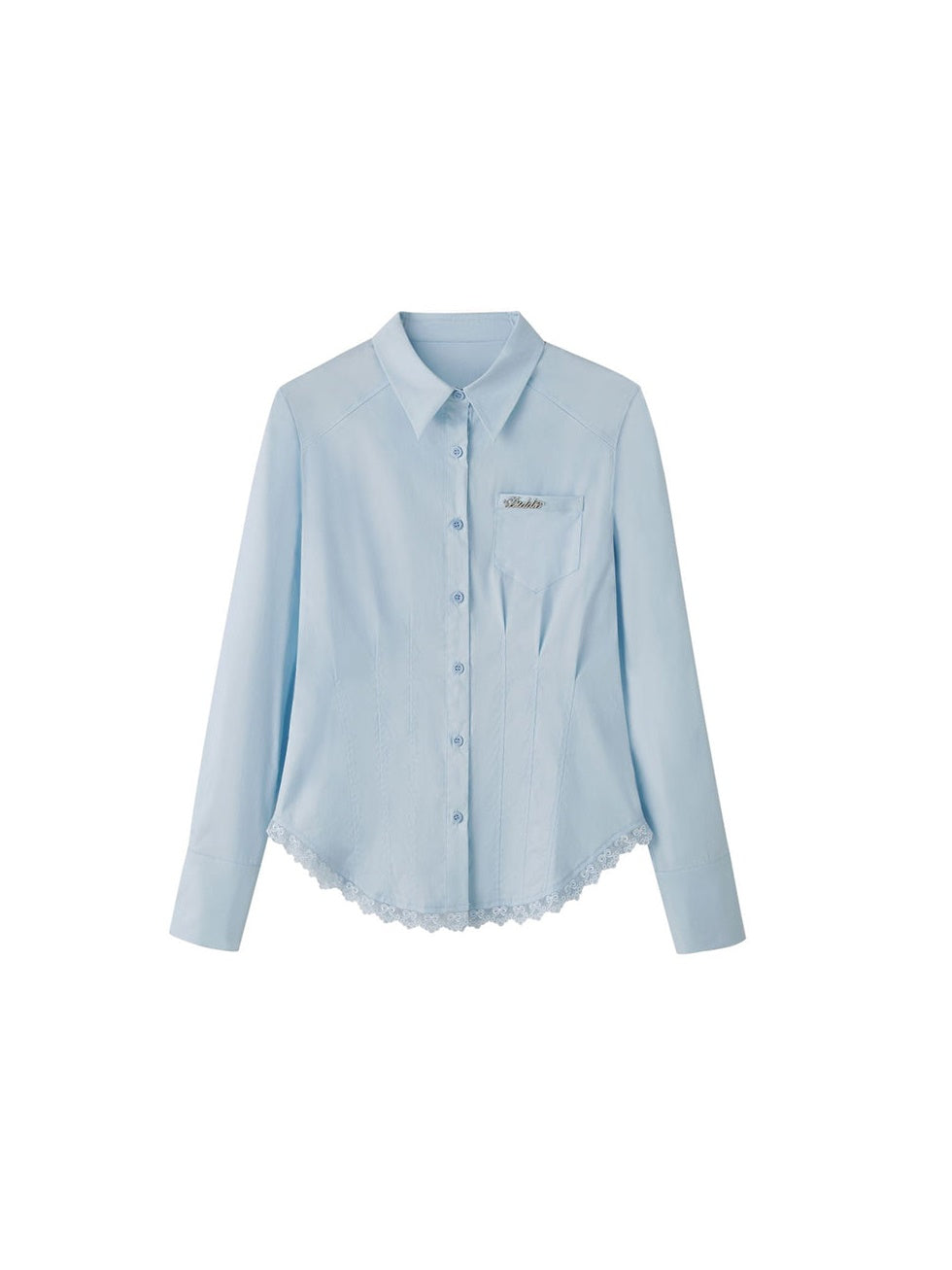 레이스 스티치 웨이스트 슬림 셔츠