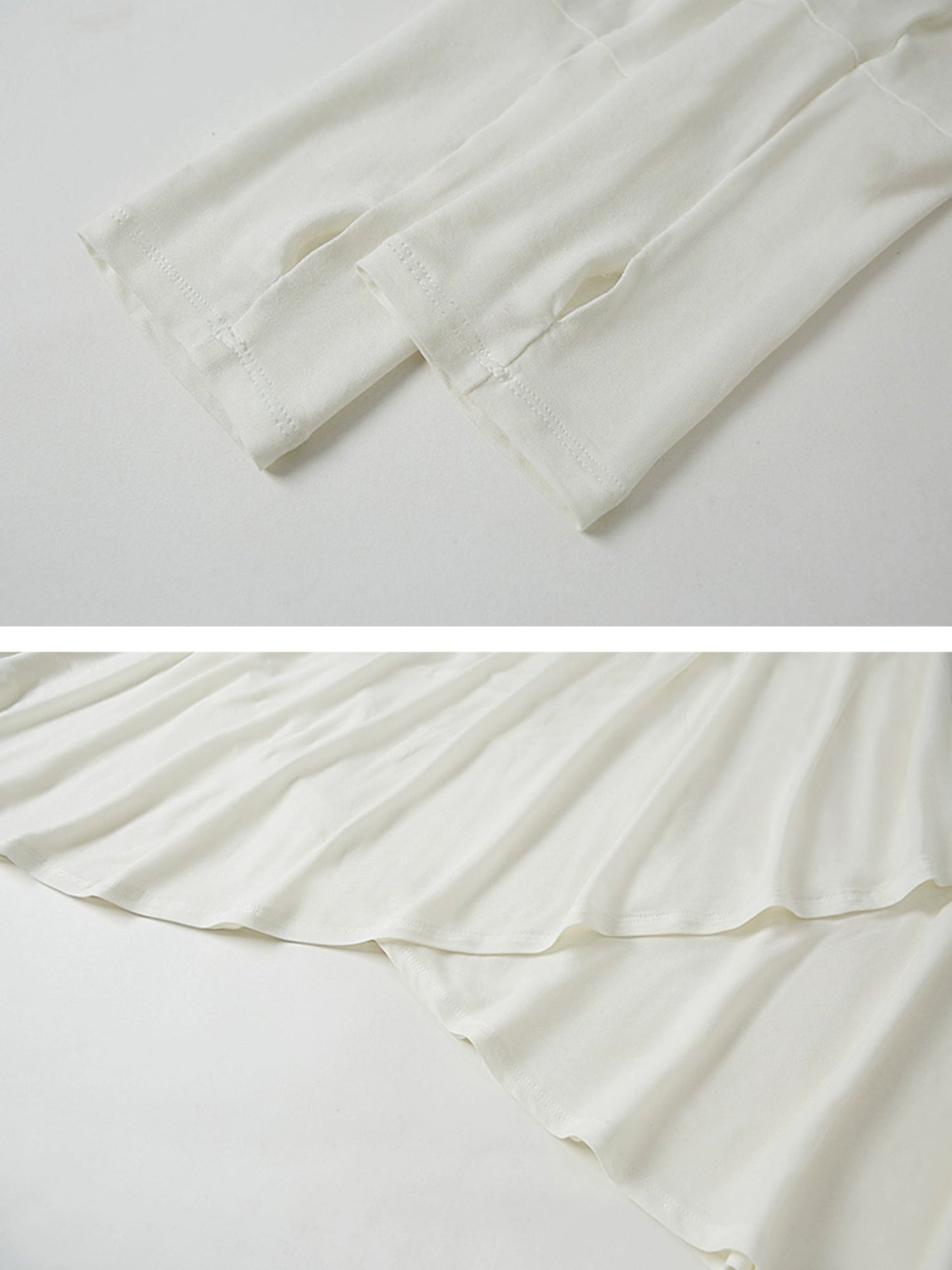 Classic Pleated Stitch Long-sleeved Sheer Dress