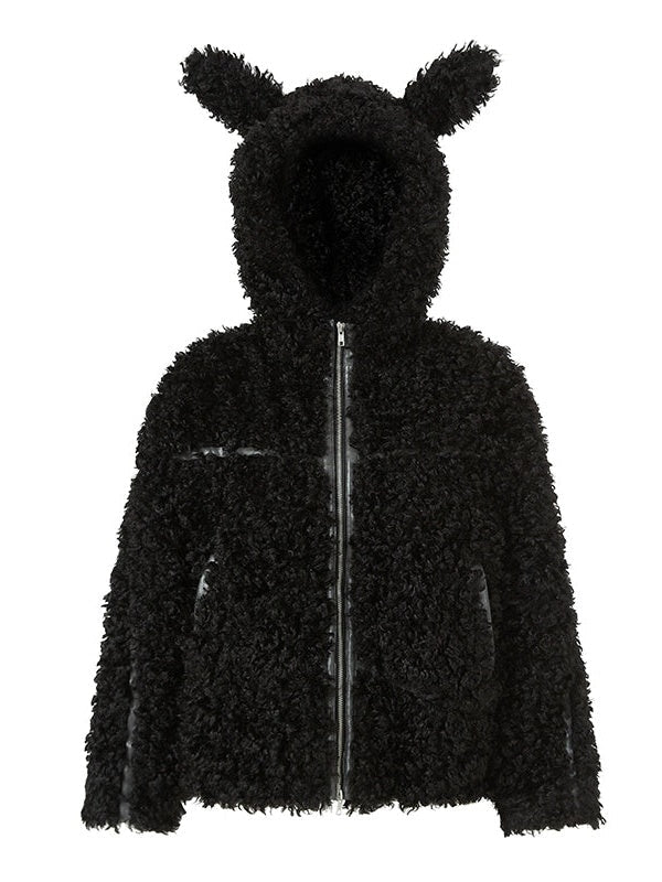 토끼 귀 친화적인 모피 재킷