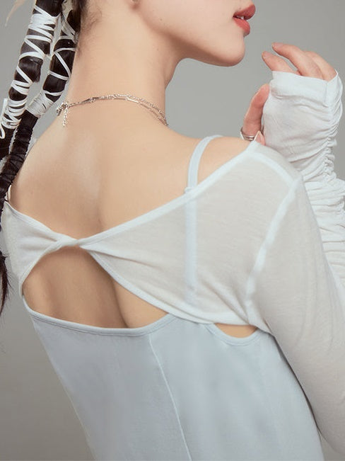 レースバレエサスペンダードレス&スリーブトップ