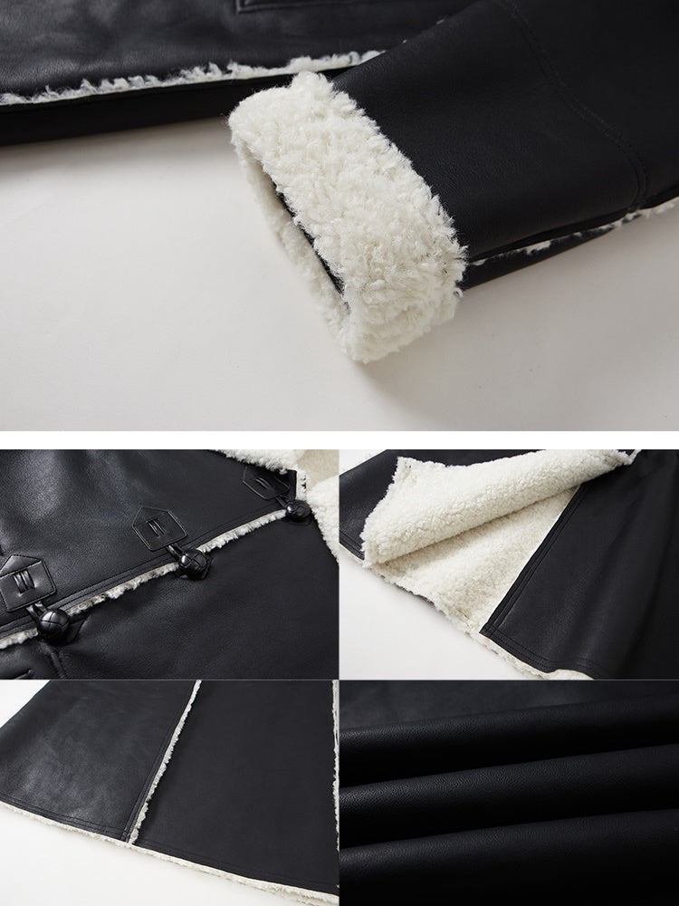 보아 & 가죽 리버서블 코트