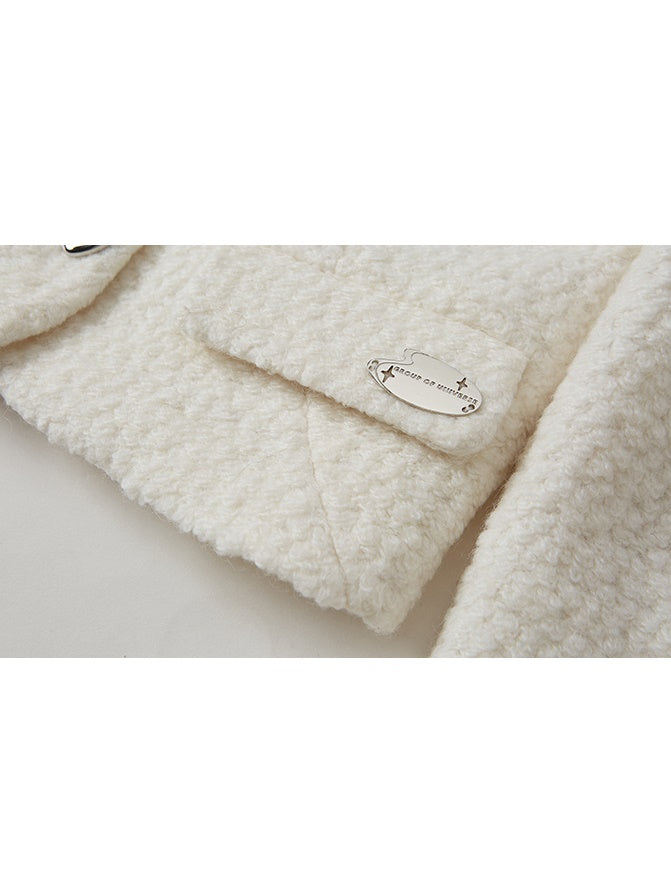 퍼프 슬리브 트위드 텍스처 쇼트 슬림 재킷