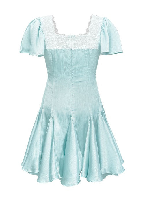 할로우 레이스 보우 반소매 드레스